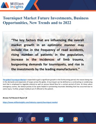 Tourniquet Market Research Report 2022: New Trends, Outlook, Strategies