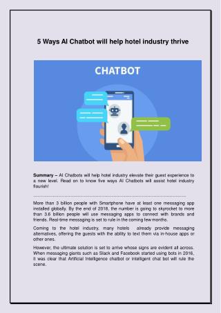 5 Ways AI Chatbot will help hotel industry thrive