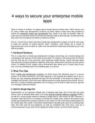 4 ways to secure your enterprise mobile apps