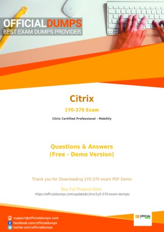 1Y0-370 Dumps - Affordable Citrix 1Y0-370 Exam Questions - 100% Passing Guarantee