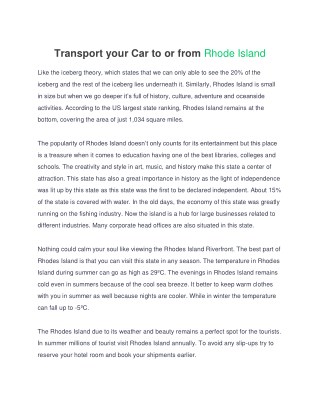 24/7 Rhode Island Auto Transport Services - Save 30%