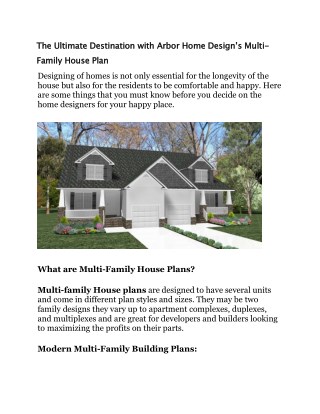 The Ultimate Destination with Arbor Home Designâ€™s Multi-Family House Plan