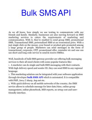 Bulk SMS API Business At Your Fingertips