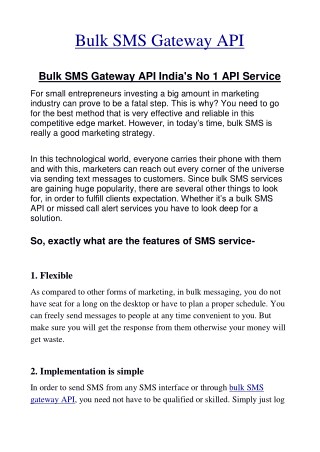 Bulk SMS Gateway API allows you send and recieve bulk sms Messaging