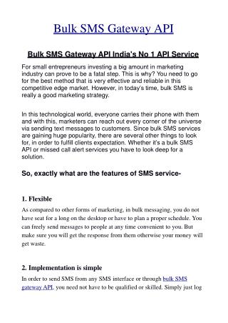 Bulk SMS Gateway API free Software with No setup Cost