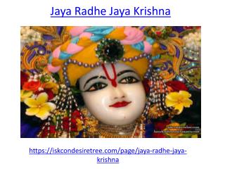 Chant jaya radhe jaya krishna everyday with pure mind