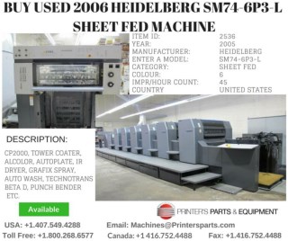 Buy Used 2006 SM74-6P3-L Heidelberg Printing Presses Machine