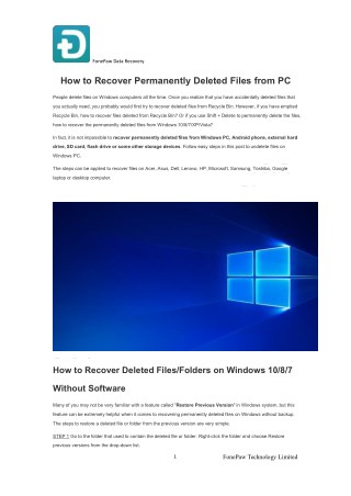 How to Recover Permanently Deleted Files from PC