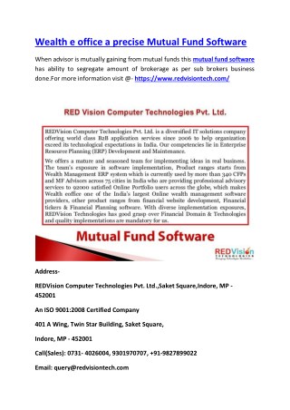 Wealth e office a precise Mutual Fund Software