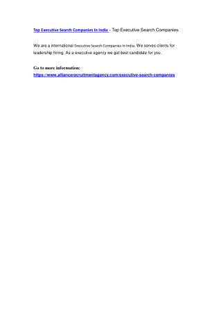 Top Executive Search Companies In India - Top Executive Search Companies