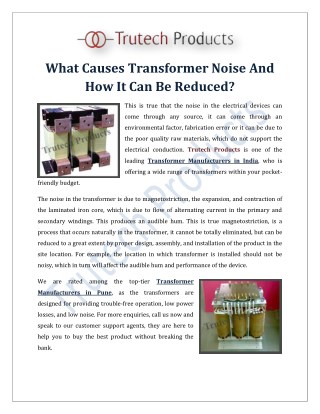 What Causes Transformer Noise And How It Can Be Reduced