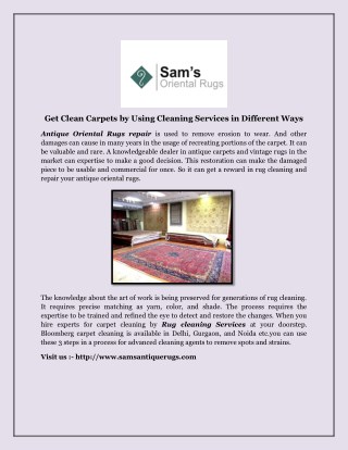 Get Clean Carpets by Using Cleaning Services in Different Ways