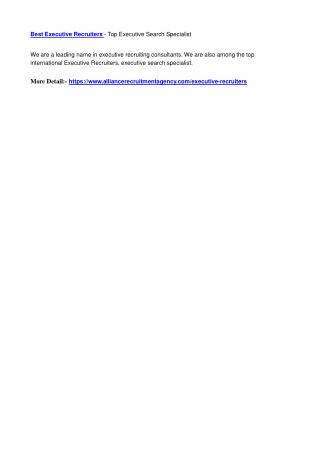 Best Executive Recruiters - Top Executive Search Specialist
