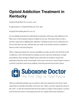 Opioid Addiction Treatment in kentucky