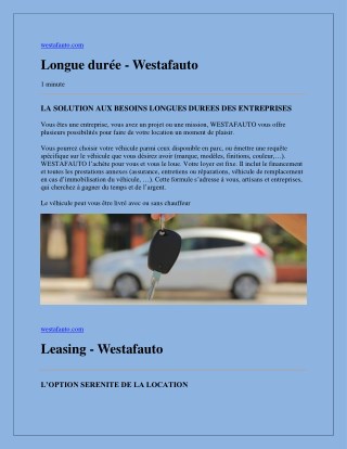 Longue duree - Leasing - Westafauto