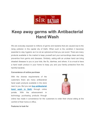 Keep away germs with antibacterial hand wash