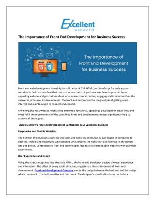 The Importance of Front End Development for Business Success