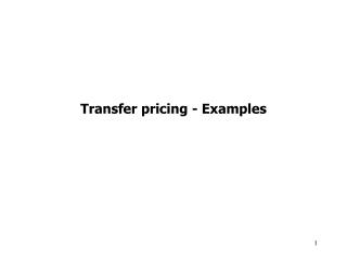 Transfer pricing - Examples