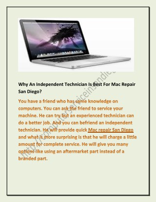 Why An Independent Technician Is Best For Mac Repair San Diego?