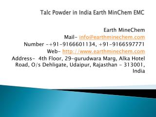 Talc Powder in India Earth MinChem EMC