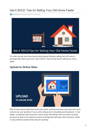 Tips for Selling Your Old Home Faster