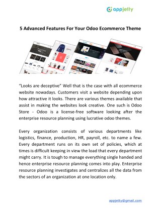 5 Advanced Features For Your Odoo Ecommerce Theme