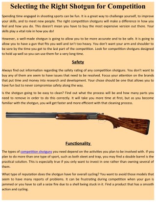 Selecting the Right Shotgun for Competition