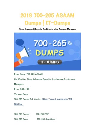 2018 Cisco 700-265 Real Dumps | IT-Dumps