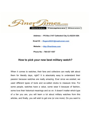 How to pick your new best military watch?