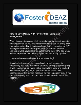 How To Save Money With Pay Per Click Campaign Management?