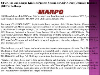 UFC Gym and Marpo Kinetics Present Second MARPO-Daily Ultima