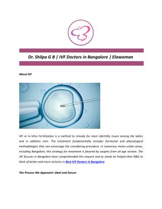 Dr. Shilpa G B | IVF Doctors in Bangalore | Elawoman