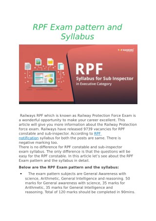 RPF Syllabus