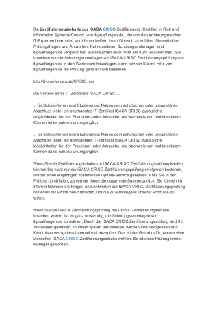 CRISC Zertifizierung, CRISC PrÃ¼fung