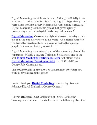 Digital Marketing Training institute in Delhi
