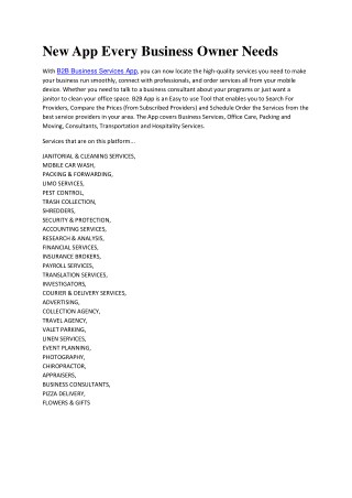 B2B Business Services App