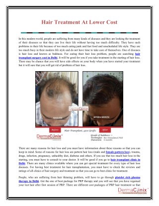 Hair Treatment At Lower Cost