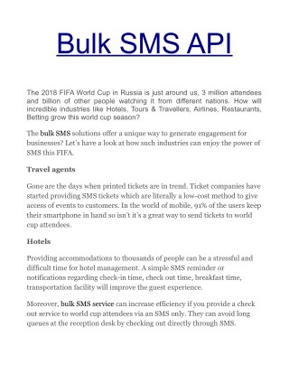 Bulk SMS API At An Affordable Price in Indore