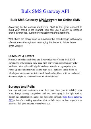 Best Bulk SMS Gateway API Softwate Provider in india