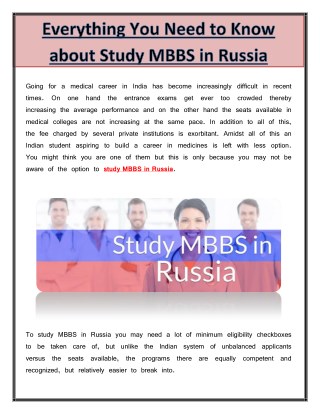 Everything You Need to Know About Study MBBS in Russia