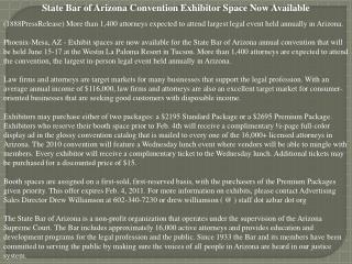 State Bar of Arizona Convention Exhibitor Space Now Availabl