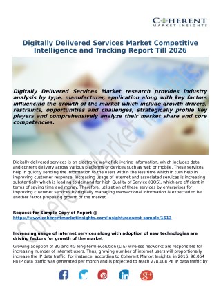 Digitally Delivered Services Market, 2018-2026 â€“ Market Estimate, Competitive Landscape, Industry Size: Coherent Marke