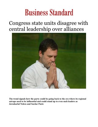 Congress state units disagree with central leadership over alliances