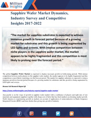 Sapphire Wafer Market Dynamics, Industry Survey and Competitive Insights 2017-2022