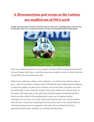A Mesoamerican god weeps as the Latinos are snuffed out of FIFA 2018