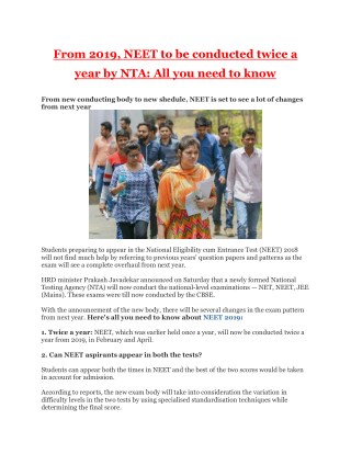 From 2019, NEET to be conducted twice a year by NTA: All you need to know