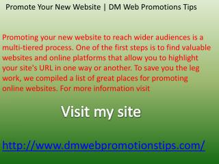 Promote Your New Website | DM Web Promotions Tips
