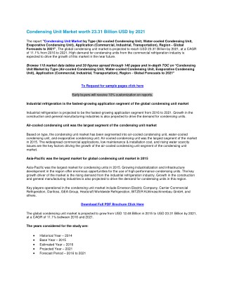 Condensing Unit Market worth 32.47 Billion USD by 2022