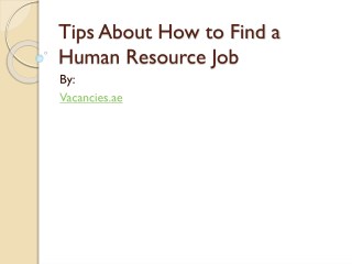 Tips About How to Find a Human Resource Job