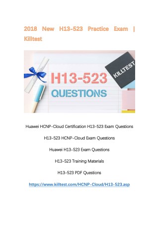 2018 New H13-523 Exam Questions Killtest